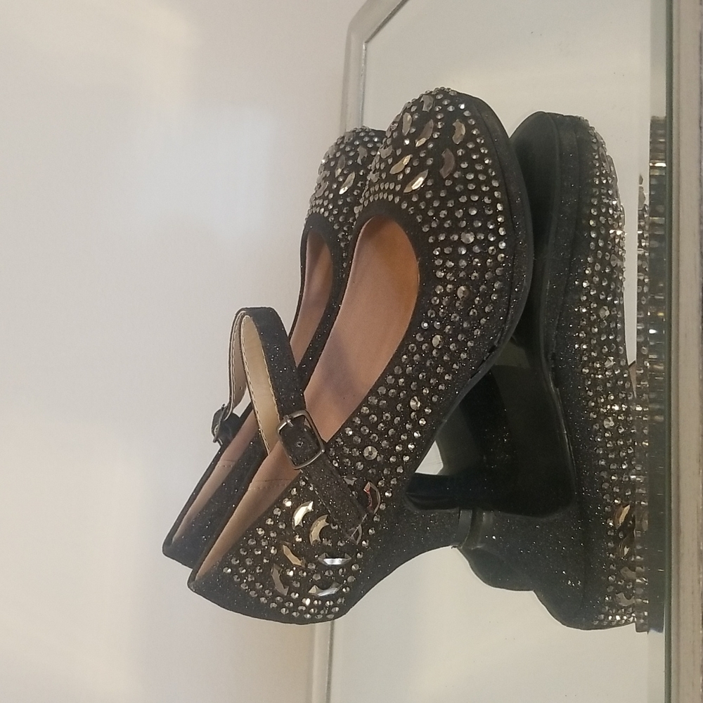 LINK DANA Girl's Mary Jane Party Dress Heel Shoes Black Sz 2